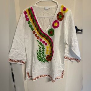 Embroidered White Boho Top
